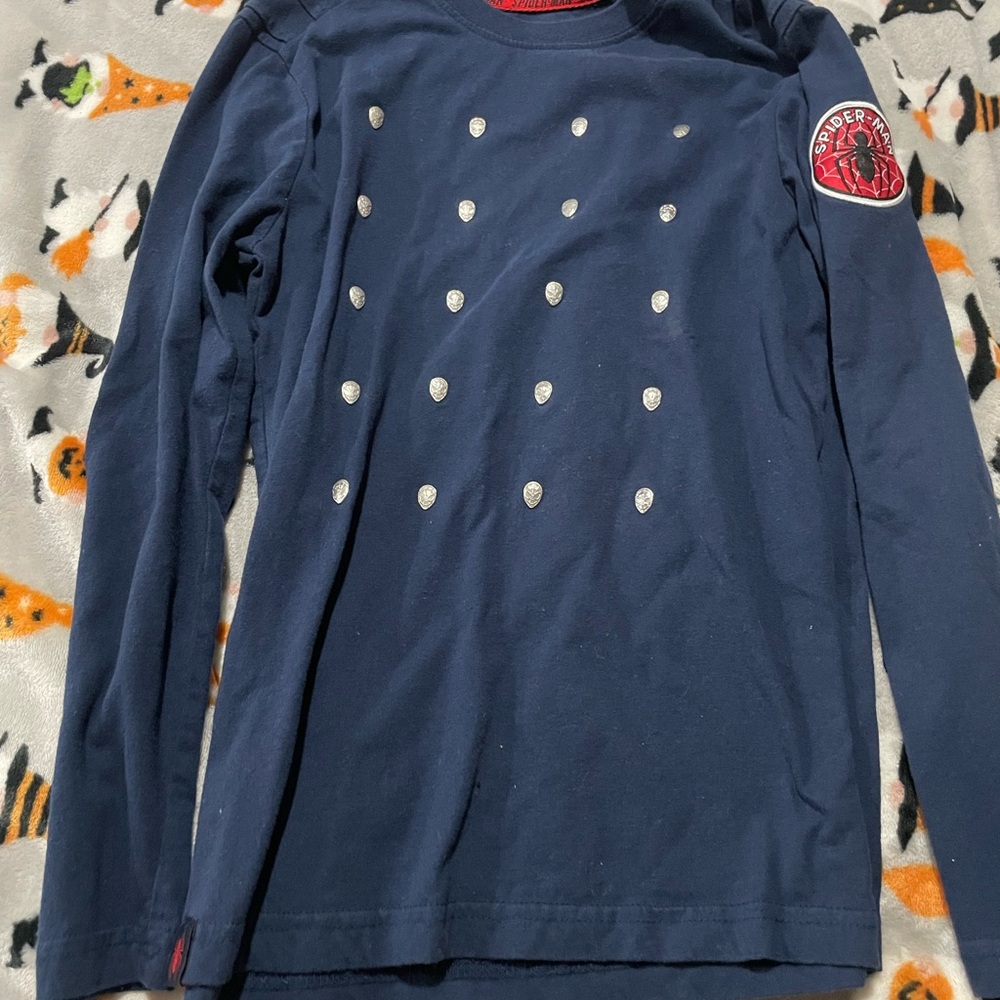 Spiderman Navy Kids Long Sleeve Shirt